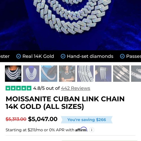 18mm 24in VVS Cuban Chain 925 silver Moissanite Lab Stones